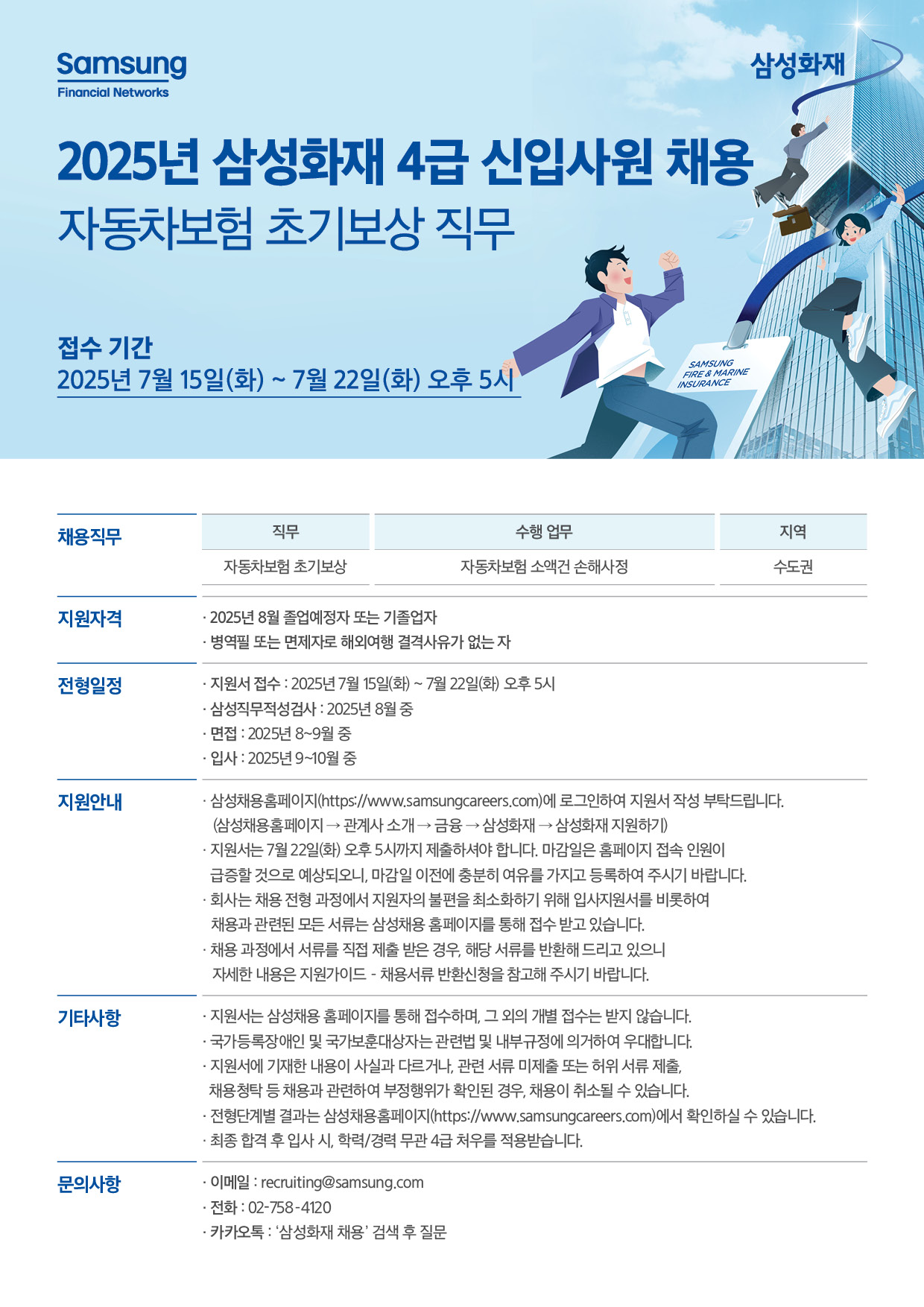 2025년 7월 삼성화재 초기보상 직무 채용 공고 포스터.jpg