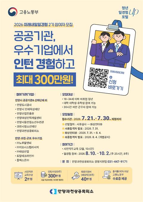 [미래내일일경험]안양과천상공회의소_컴퓨터 공학, 사회복지 등_체험형 인턴